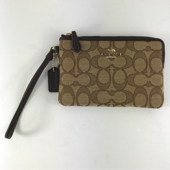 Coach Handbags - COACH Wristlet Bag Brown Signature Logo with Tag